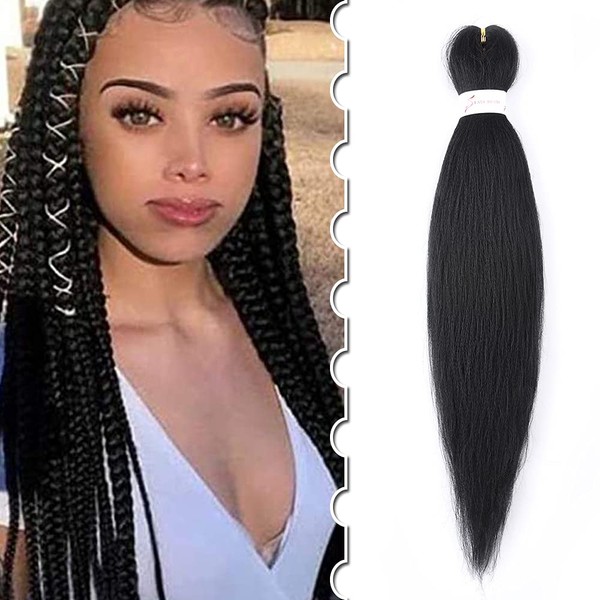 50 cm Braids Extensions Braiding Synthetic Hair Pre-Stretched Hairpiece Crochet Twist Afro Braid Hair Extension Synthetic Fibres 1 Piece 75 g/Bundle # Natural Black