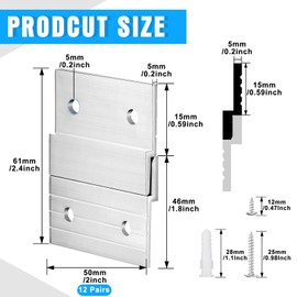 Nuogo 2 Inch French Cleat Picture Hanger Heavy Duty Aluminum Z Bar Hanger with Screws Picture Hanging Kit Mirror Mounting Hardware Interlocking Mounting Brackets for Wall Shelf Artwork Frame (24 Pcs)