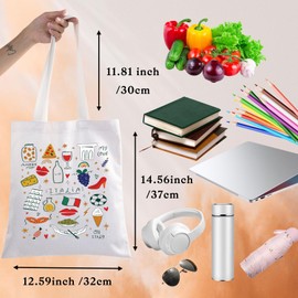 BWWKTOP Italy Canvas Tote Bag Italy Souvenir Gifts Italia Shopping Bag Italia Land Icons Shoulder Bag (Italia Tote)
