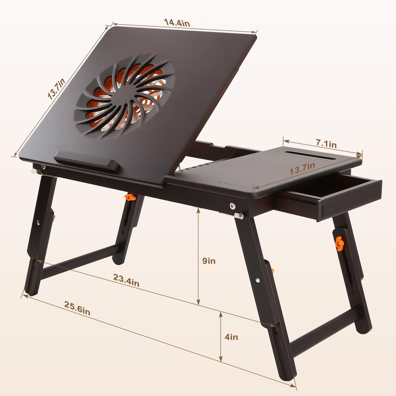 Laptop Desk for Bed with Fan Nnewvante 7 Angles &