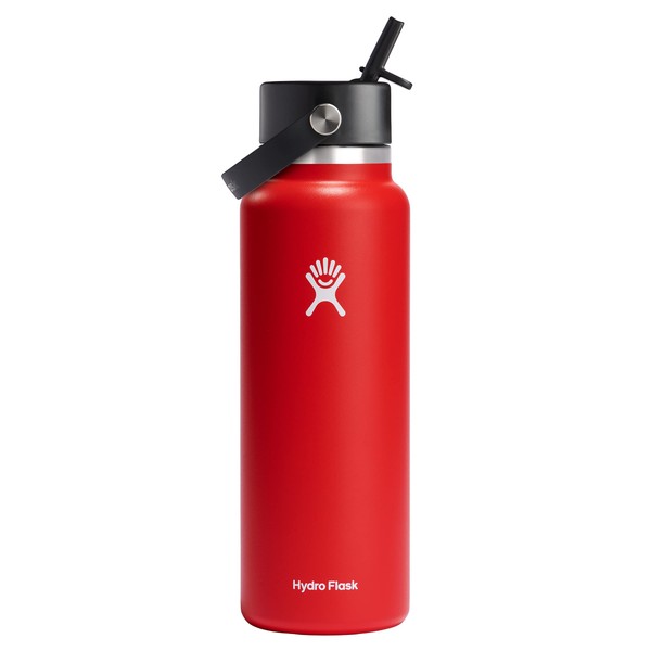 Hydro Flask 40 oz Wide Mouth with Flex Straw Cap Stainless Steel Reusable Water Bottle Goji - Vacuum Insulated, Dishwasher Safe, BPA-Free, Non-Toxic