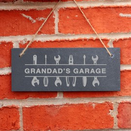 eBuyGB Grandad’s Garage Sign, Grandad Father’s Day Gift, DIY Lover Gift, Hanging Slate Workshop Plaque, Car Enthusiast, Grandad Birthday Gift