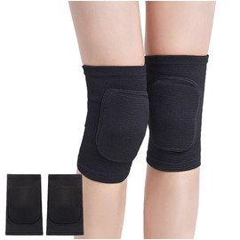 SUJAYU Knee Pads for Women Men, Dance Knee Pads Wrestling Knee Pads Basketball Knee Pads Volleyball Knee Pads for Women, Knee Protector Soft Knee Pads for Work (Black, X-Small)