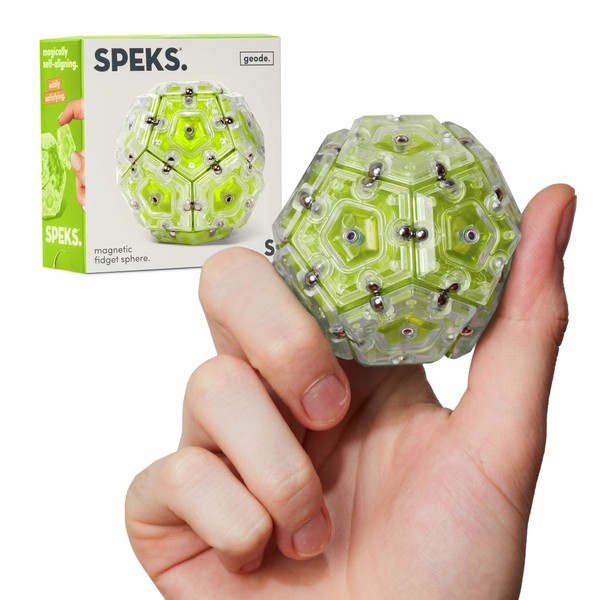 Speks Geode Magnetic Fidget Sphere - Pentagons 12-Piece Set - Peridot - Fun Desk Toy for Adults