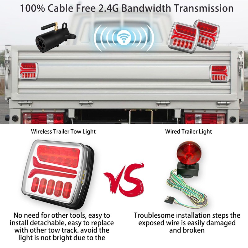 Wireless Trailer Light, Magnetic Towing Lights Kit for Trailers, Rechargeable