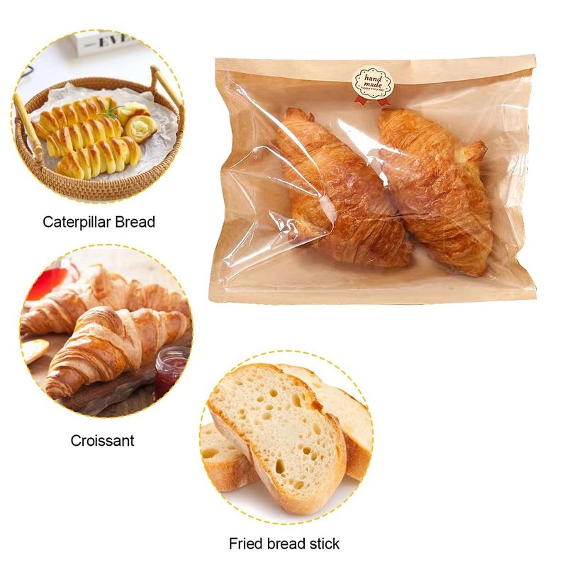 Farsheo Bakery Bags with Window 100pack 8X10Kraft Paper Sandwich Brown