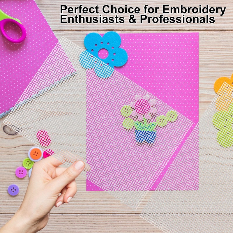 7 Pieces Plastic Mesh Canvas Sheets for Embroidery Crafting, Plastic