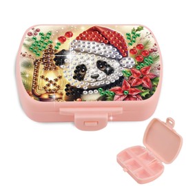 JICFDAO Diamond Painting Tablettenbox 9x6.2x2.5cm Pillendose mit 6 Fächer Kleine Medikamentenbox Tragbare Pillenbox Feuchtigkeitsdichter Pillenhalter Pillenetui Tablettendose für Camping Reisen Panda