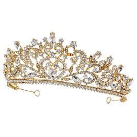 Samky Bride's Crown Bridal Rhinestone Wedding Tiara Headpiece Crystal Hair Accessorie for Woman