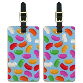 Jelly Bean Candy Pattern Luggage ID Tags Suitcase Carry-On Cards - Set of 2
