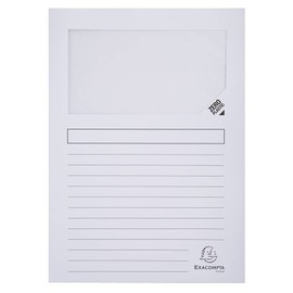 Exacompta 50250E Pack of 25 Window Folders Super PEFC Certified Cardboard 160 g/m² Practical and Robust for DIN A4 Assorted Colours Document Folder