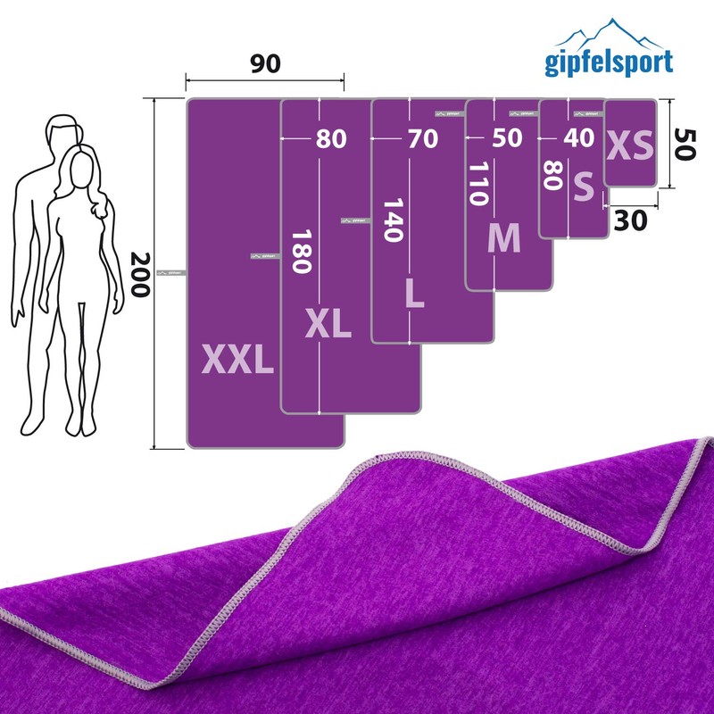 gipfelsport Microfibre Towel, 1 x L (140 x 70 cm),