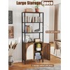 Qriocioa 5 Tier Rattan Bookcase with Light 71" Tall Boho