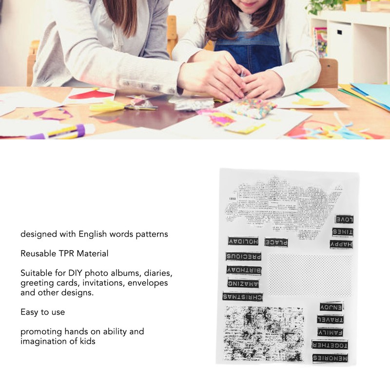 2Pcs Clear Stamp English Words Pattern Clear Safe Reusable TPR