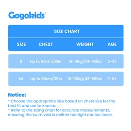 Gogokids Children's Life Jacket Life Sleeves, Toddler Jacket Style Swimming Buoyancy Aid with Adjustable Straps Children's Life Jacket for Boys and Girls (3-6 Years / 19-30 kg)