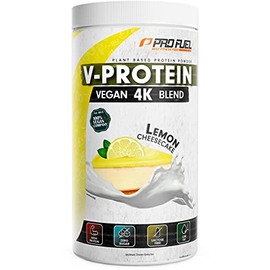 Vegan Protein Pulver ZITRONE K√ÑSEKUCHEN - V-PROTEIN 4K Blend, 750g | Unglaublich lecker & cremig | Aus Sonnenblumen, Soja, Hanfsamen & K√ºrbiskernen | Pflanzliches Eiwei√üpulver mit 80% Eiwei√ü