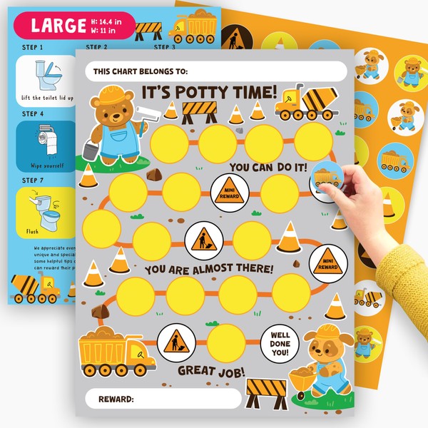 Construction Tractors Potty Training Chart x10 pcs - Cute Toddler