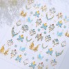 1 Sheet Flower Nail Stickers 5D Embossed Blue Gold Floral