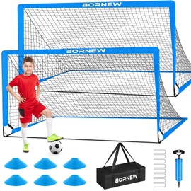 Kids Soccer Goal for Backyard Set - 2 Set of 6X4 / 4X3 ft Toddler Soccer Nets Training Equipment, Soccer Ball, Pop Up Portable Soccer Set for Kids and Youth Games and Training Goals Ages 3-16 Gift