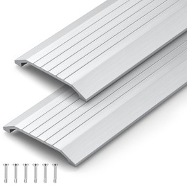 Otoolling 2 Pcs 3" W x 3/8" H x 36" L Aluminum Threshold for Exterior Door Doorways Metal Door Threshold Floor Transition Strip Flat Profile, Commercial Entryway Wheelchair Draft Protection, Silver