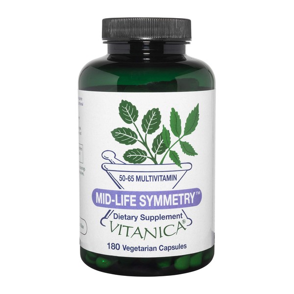 Vitanica - Mid-Life Symmetry, 50-65 High Potency Daily Multivitamin and Mineral, Vegan, 180 Capsules