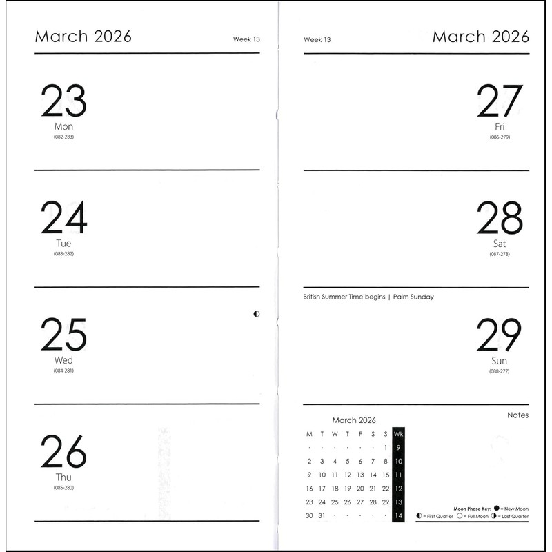 2026 Slim Pocket Diary, Week to View Planner, Floral Hard