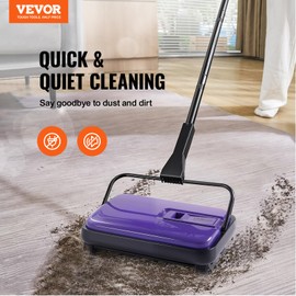 VEVOR Carpet Sweeper Manual, Floor Sweeper with 300 ml Dustbin Capacity Easy to Empty, 6.7 inch Cleaning Width for Home Office Carpets Pet Hair Dust, Purple