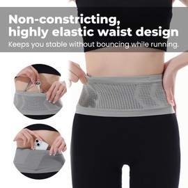 ESUOHYM Slim Naked Running Belt Money Belt For Travel Hidden Elastic Running Pouch Waist Pack Bag Waist Runners Fanny Pack For Water Bottle, Phone Holder For Men And Women (Medium)