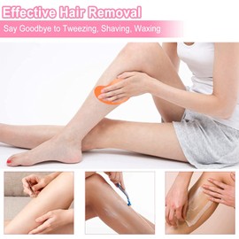 Crystal Hair Eraser, Crystal Hair Remover, Reusable Magic Hair Removal Tool for Women and Men, Painless Exfoliating Hair Removal Tool for Back Arms, Legs (Orange)