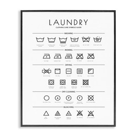 Stupell Industries Laundry Cleaning Symbols Minimal Design Black Framed Giclee Art Design by Martina Pavlova, 11 x 14