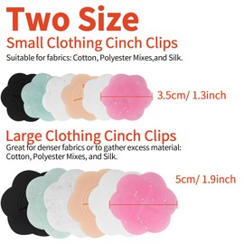 QOPAHI 12-Pack Silicone Cinch Clips for Women Clothing, Invisible Non-Slip Waist Cincher Clips to Tighten, Adjustable Fit & Style for Dresses, Shirts, Scarves & Sweaters(6 Colors, 1.38” & 2“)