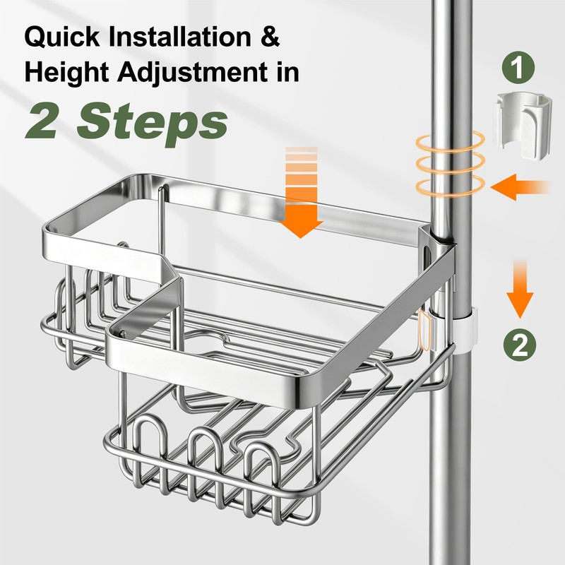 Clothink Corner Shower Caddy Tension Pole 4 Tier Rustproof Bathroom