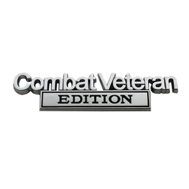 Combat Veteran Edition Emblem Car Badge, Warrior Soldier 3D Metal Material Sticker, Combat Veteran Letters Raised Metal Fender Decal (Chrome/Black)