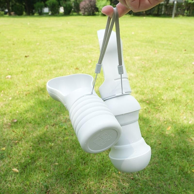 Portable Dog Water Bottle with Foldable Bowl, 550ml, White, Leak-Proof