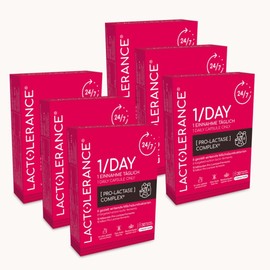 LACTOLERANCE 1/DAY | Laktase-Vorstufe | 6-Monats-Pack | 180 Kapseln | 24-Stunden-Schutz | 1 Kapsel/Tag | Verbessert die Laktoseverdauung | Milchsäurebakterien | Ohne Zusatzstoffe