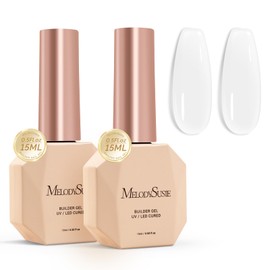 MelodySusie 2PCS 15ML Milky White Builder Nail Base Gel for Nails Thickening,Soak Off UV Extension Gel,Rhinestone Glue in a Bottle for Nail Art Design Gift for Women DIY Manicure at Home 086 * 2