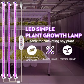 YUNFANG LED Plant Grow Light Strips 6.2W 63+63LED 22.7lm Bright Grow Lamp with 8H/12H/16H Timer 5 Dimmable Brightness Growth Light for Green House Hydroponics Succulent 3 Bars