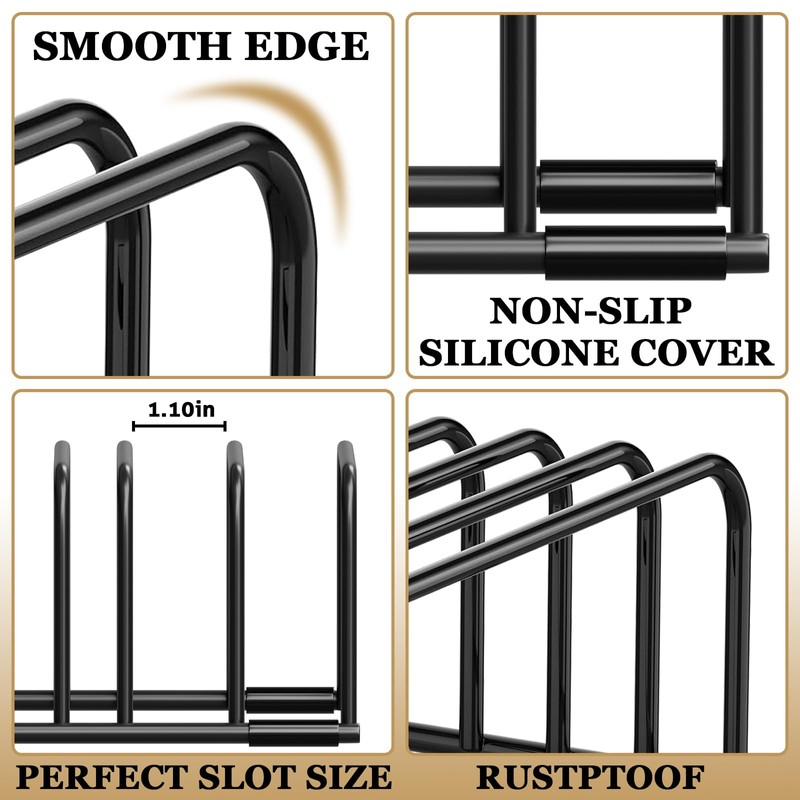 SAGLAU Heavy-Duty 5-Slot Cutting Board Organizer Rack, Space-Saving Kitchen Storage