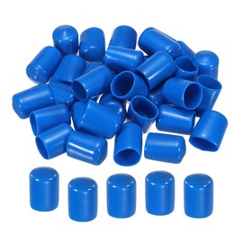 MECCANIXITY 100pcs Rubber End Caps Cover 5/8 inch Vinyl Screw Thread Protector Round PVC Vacuum Caps for Screw Bolt Pipe, Blue