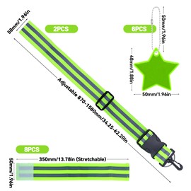 PWGHWG 16-Piece Reflector Clothing Set, 2 Reflector Belts, Adjustable 8 Reflective Bands, 6 Reflector Pendants, High Visibility Reflective Bands for Jogging, Riding, Outdoor Sports