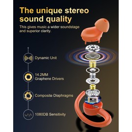 Wireless Earbuds Bluetooth 5.3 Headphones Sport, 2025 Wireless Earphones with Earhooks, HiFi Stereo Deep Bass with ENC Mic, 40H Dual LED Display, IPX7 Waterproof Ear Bud for Small Ear Running/Workout