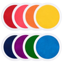 7" Large Ink Pads for Kids - Handprint Footprint Size Rainbow Stamps Pad, Safe & Washable Ink Pad for Fingerprint Painting Card Making Stamp Crafting Paper Wood Fabric Scrapbook Kids Birthday Gifts
