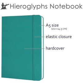 Hieroglyphs Notebook A5 Lined - 189 Numbered Pages - with Index, Folding Pocket, Elastic Closure, 2 Bookmarks - 100 g/m² Paper