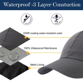 TOPEX XL/XXL Waterproof Baseball Cap Men Women Running Cap Baseball Cap Sports Golf Cap - Sun Protection Rain Cover Foldable Lightweight, 95551_Dark Grey