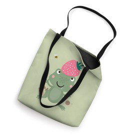 Cute Kawaii Frog Strawberry Cottagecore Aesthetic Frog Tote Bag