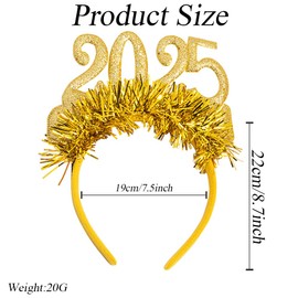 Gold 2025 New Year Headband Glitter 2025 Hairband Foil Strips Holiday Headpiece Party Christmas Favors Hair Accessories