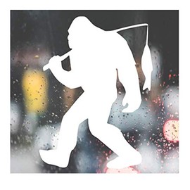 Custom Decal Car for Bigfoot Fishing die for Car, Truck, Jeep, Funny, Window, Motorcycle, Helmet, Bumper, Decal for Laptop, Phone, Home Decoration / 5.5 in x 4 in / White