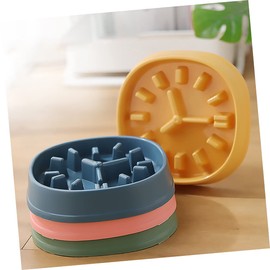 WOONEKY 1pc Dog Slow Feeder Bowl Slip Practical Cat Eating Dish Capacity Clock-Shaped Design for Appetite Control Easy to Clean Yellow