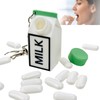 3D Lactose Intolerance Pill Box Milk Carton Shape Keychain Portable