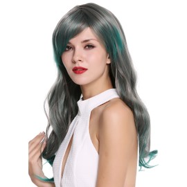 WIG ME UP - 6083-1102TBD Women's Wig Elegant Long Wavy Parting Grey Green Red Mix